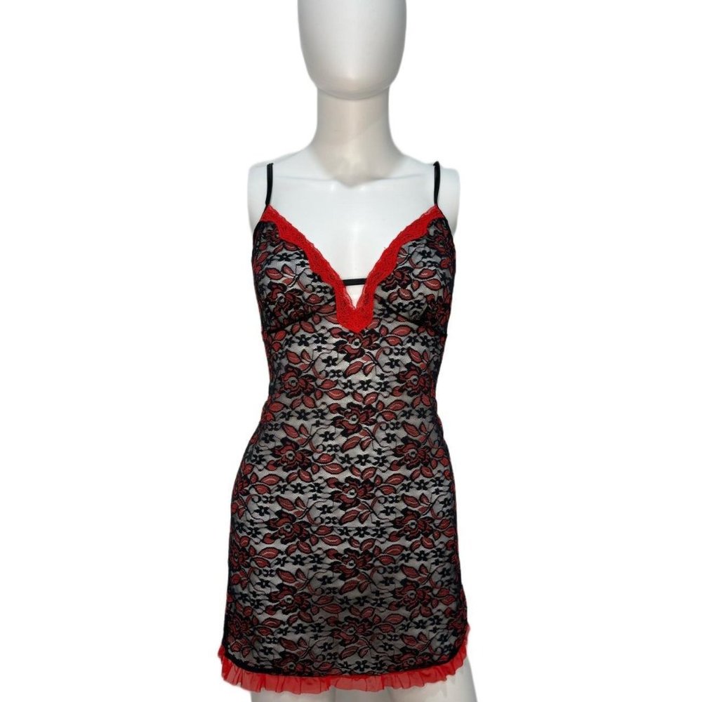 Exotic Black Lace Slip Dress